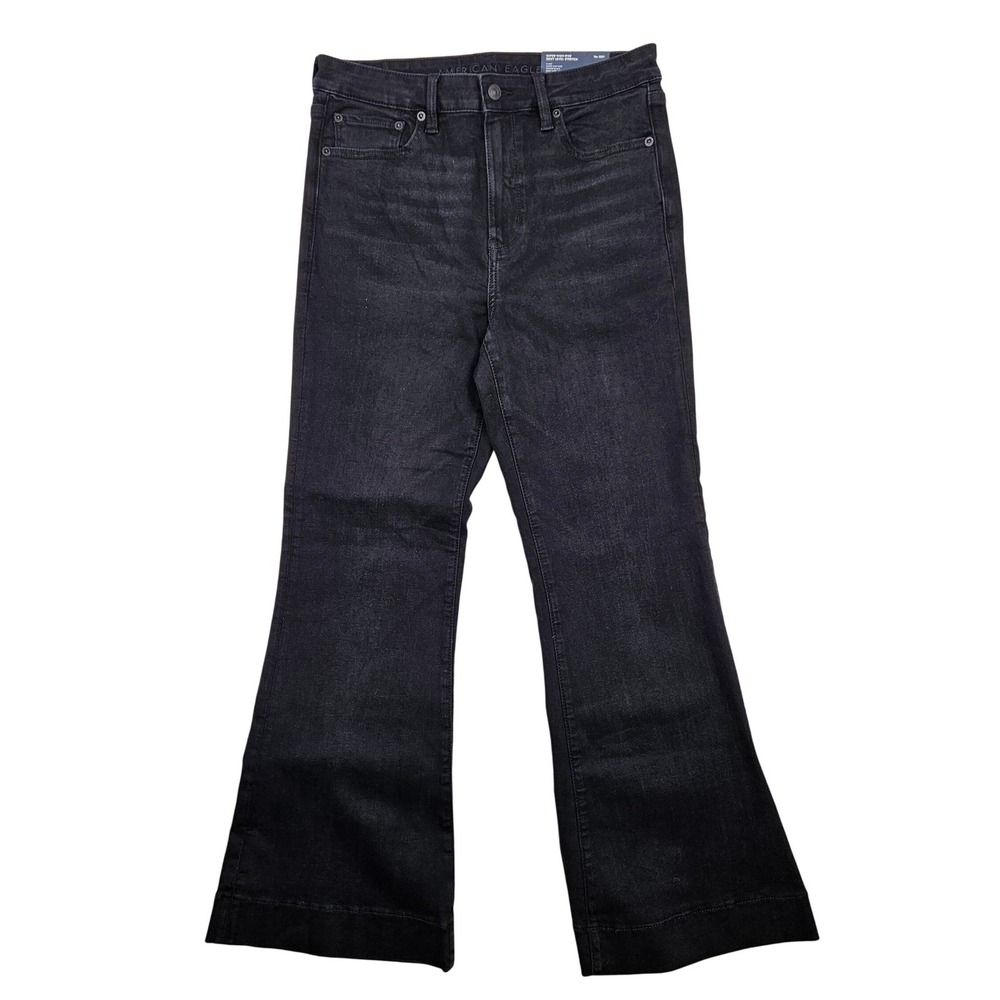 American Eagle Super High-Rise Flare Jeans Proper Black Next Level Stretch 10S